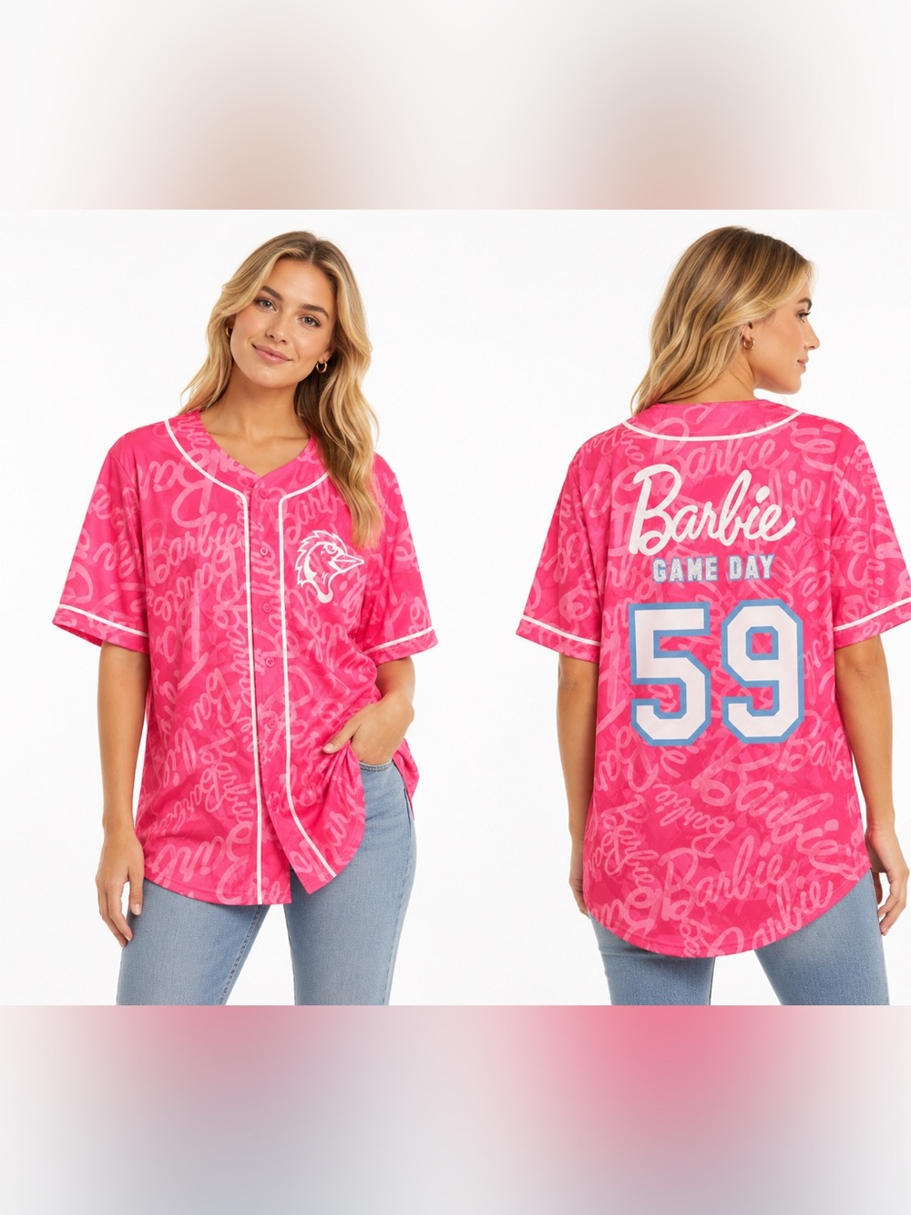 Barbie Size Small Pink 'Game Day 59' Baseball Jersey